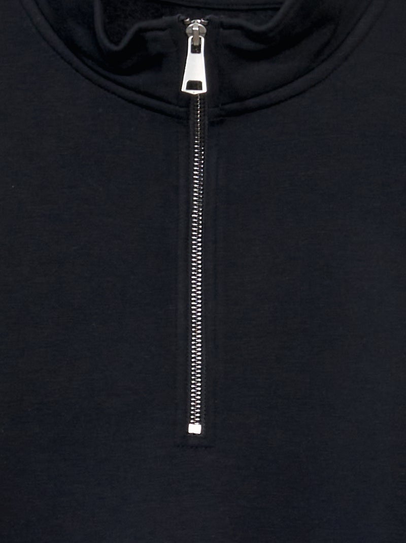 Sweat en molleton à col zippé noir - Kiabi