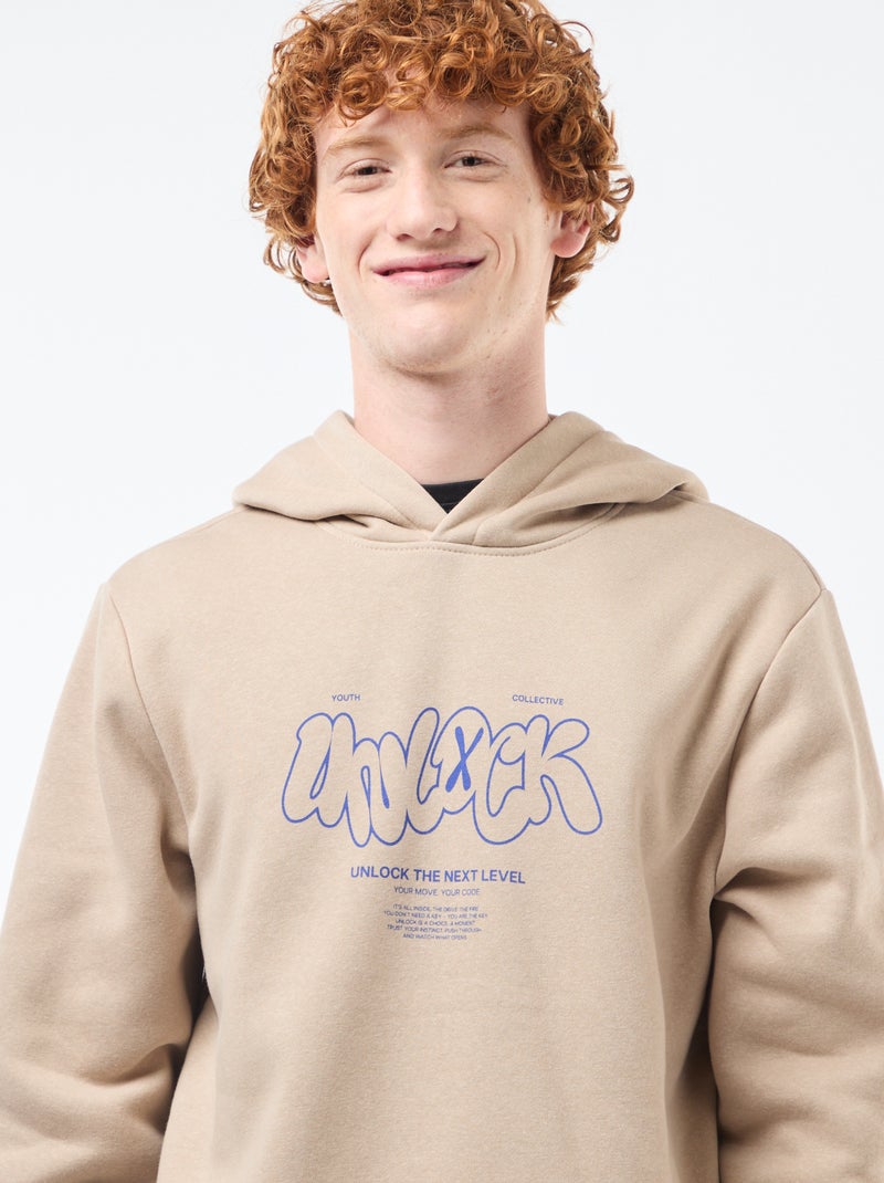 Sweat en molleton à imprimé Beige - Kiabi