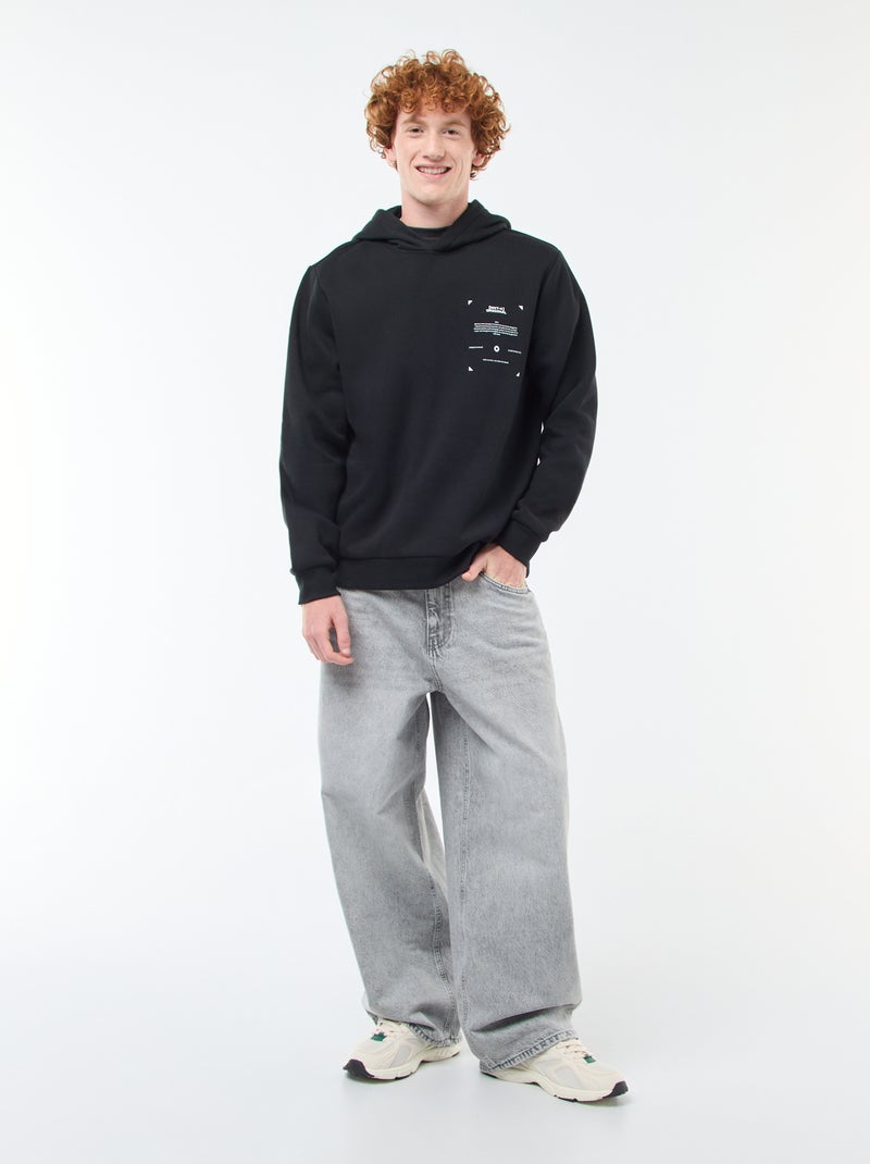 Sweat en molleton à imprimé Noir - Kiabi