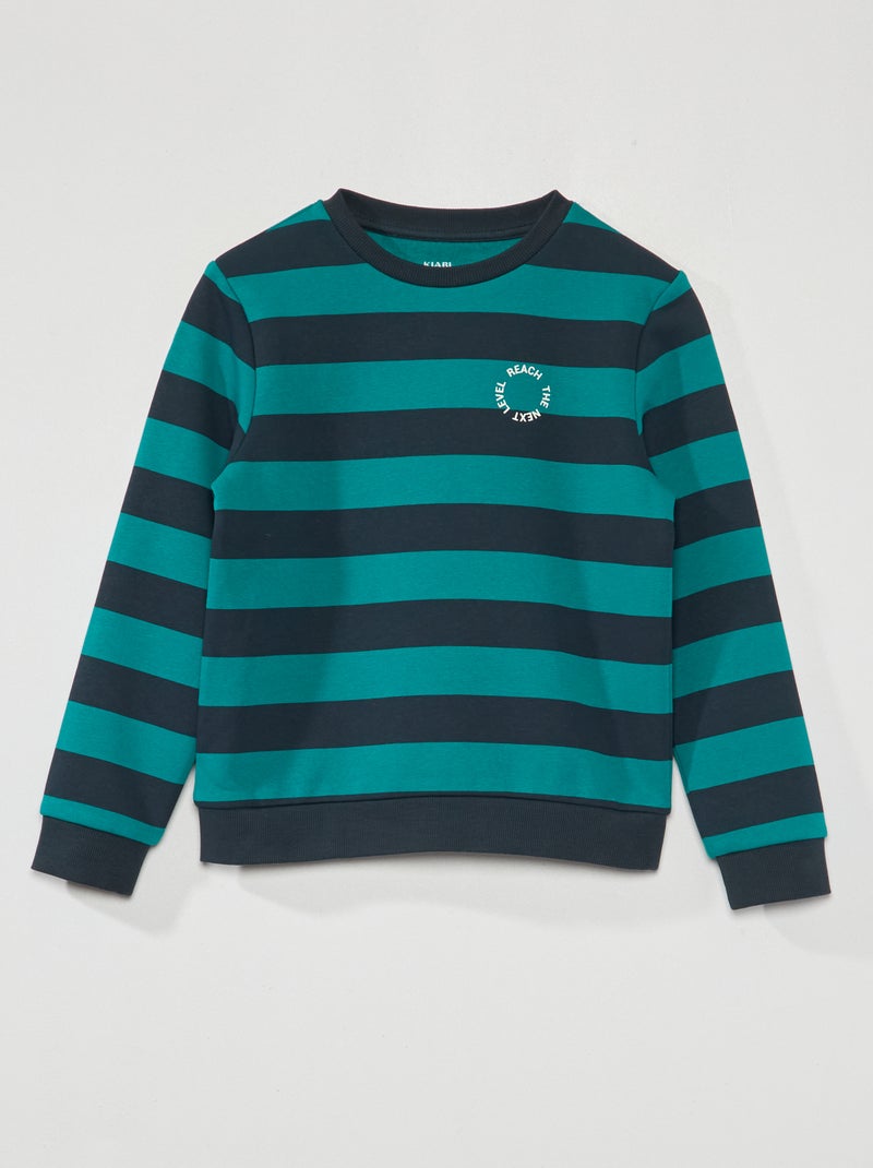 Sweat en molleton à larges rayures Vert foncé/bleu marine - Kiabi