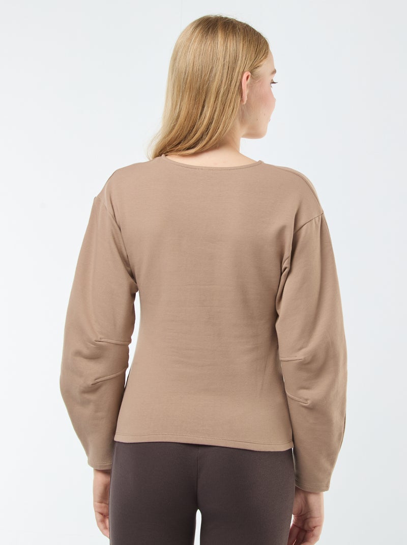 Sweat en molleton à manches longues Beige - Kiabi