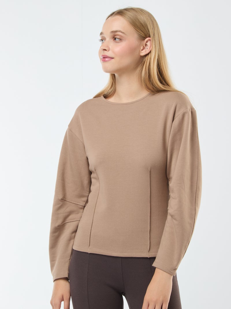 Sweat en molleton à manches longues Beige - Kiabi