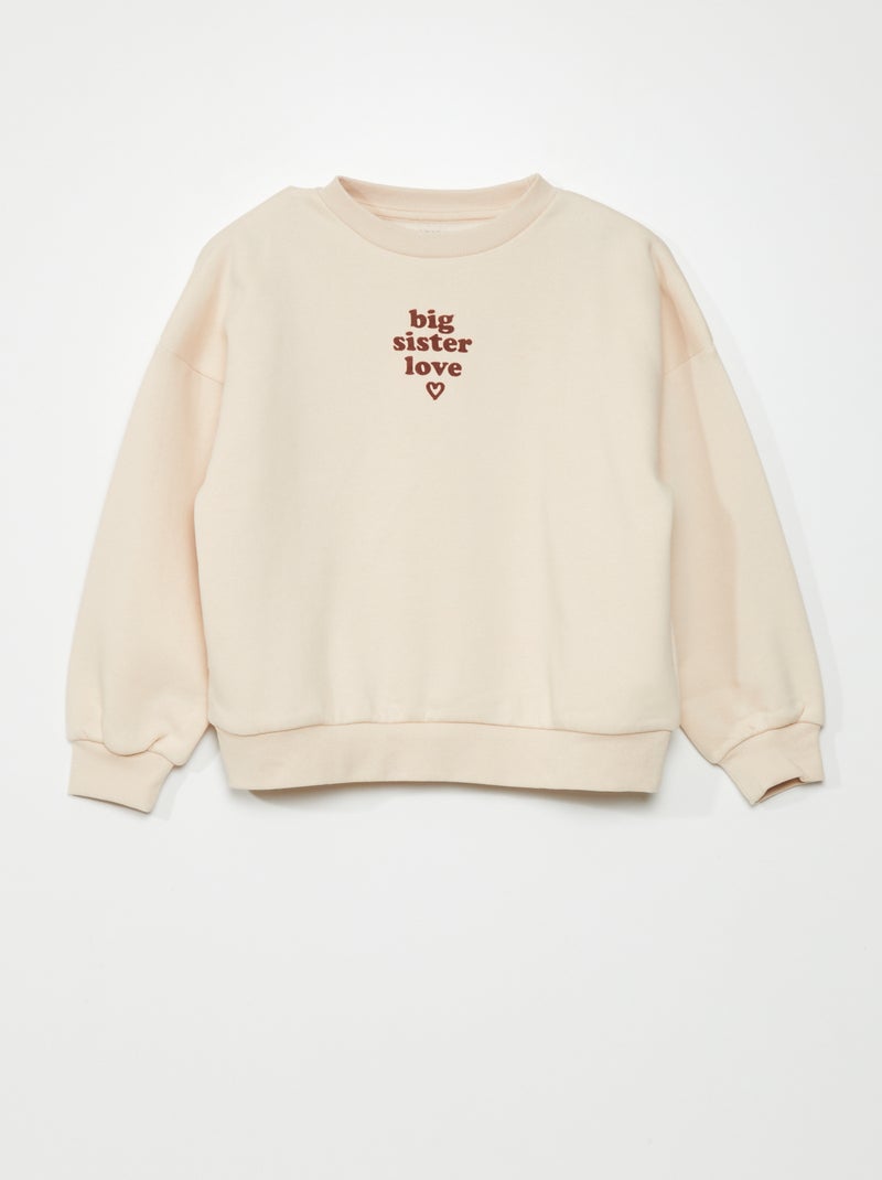 Sweat en molleton à message Beige - Kiabi