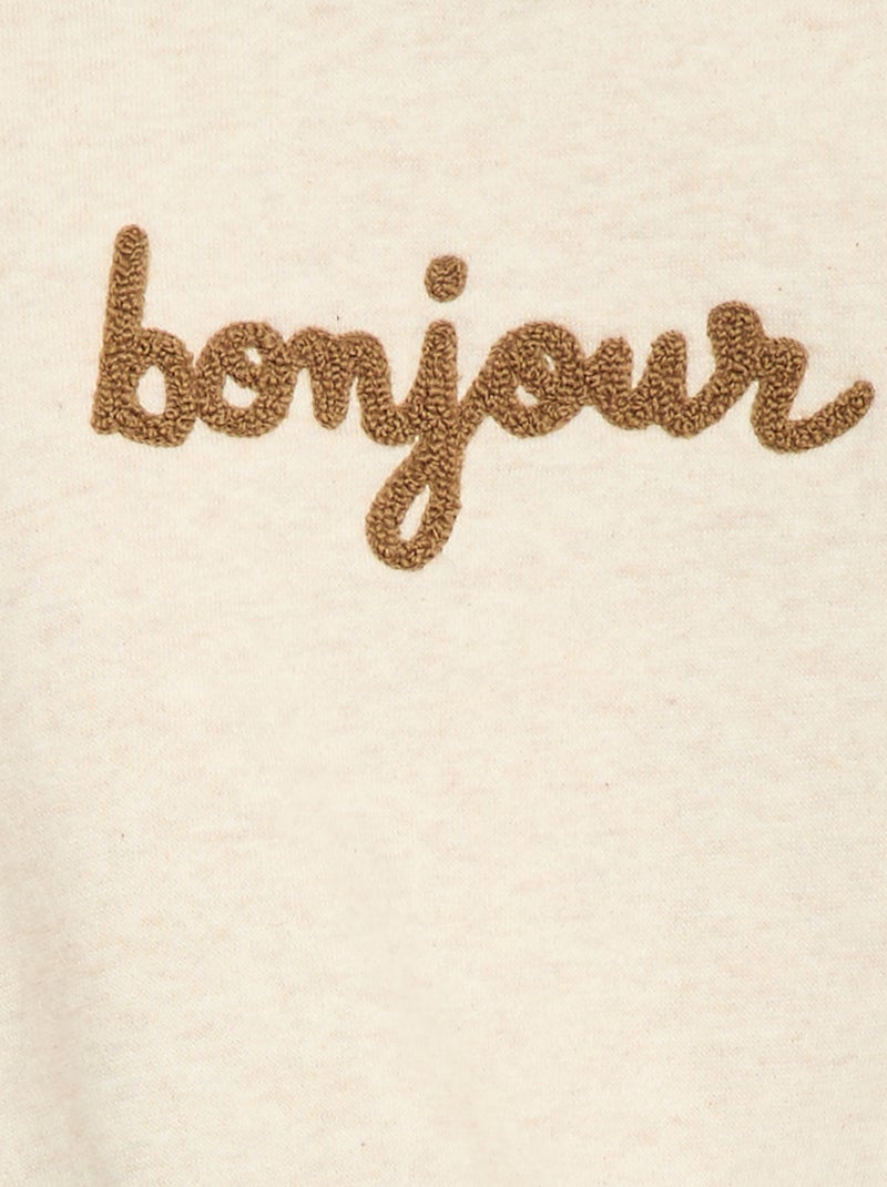 Sweat en molleton à message Beige - Kiabi