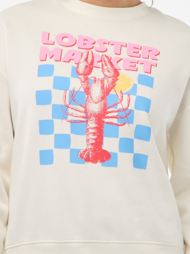 Sweat en molleton à message Blanc - Kiabi