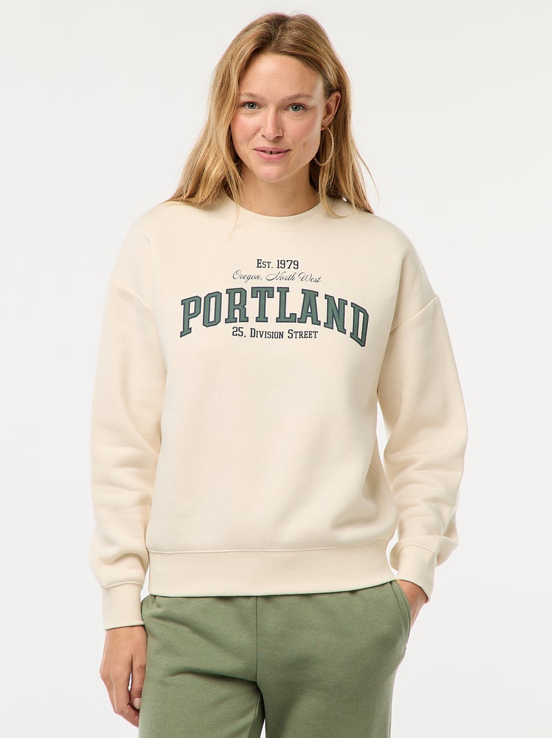 Sweat en molleton à message Blanc - Kiabi