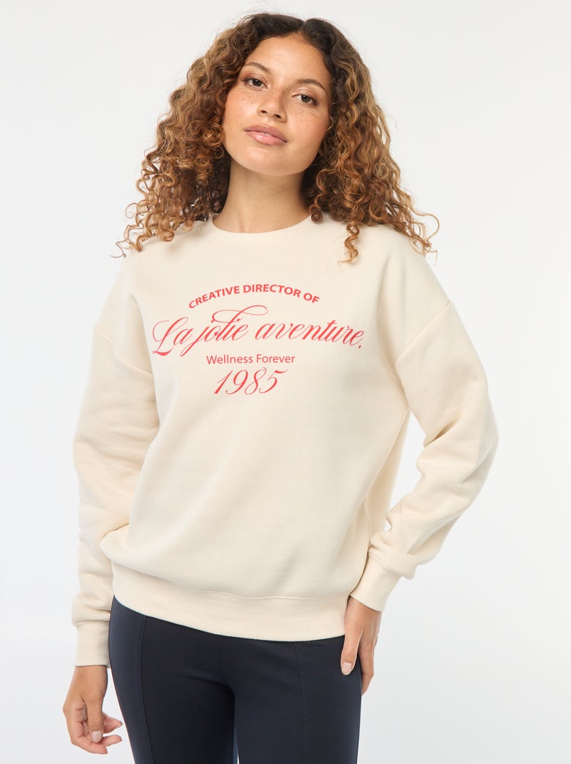 Sweat en molleton à message Blanc - Kiabi