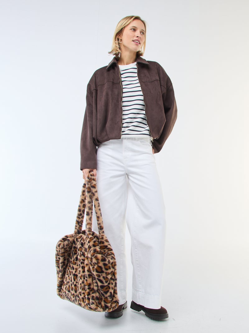 Sweat en molleton à message Blanc/marine - Kiabi