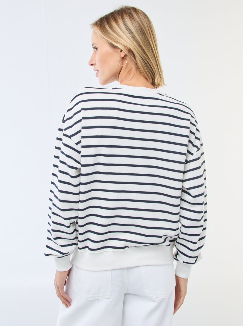 Sweat en molleton à message Blanc/marine - Kiabi