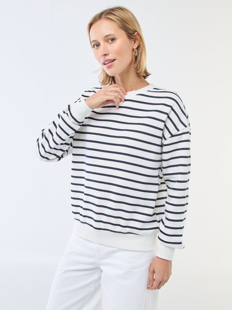 Sweat en molleton à message Blanc/marine - Kiabi