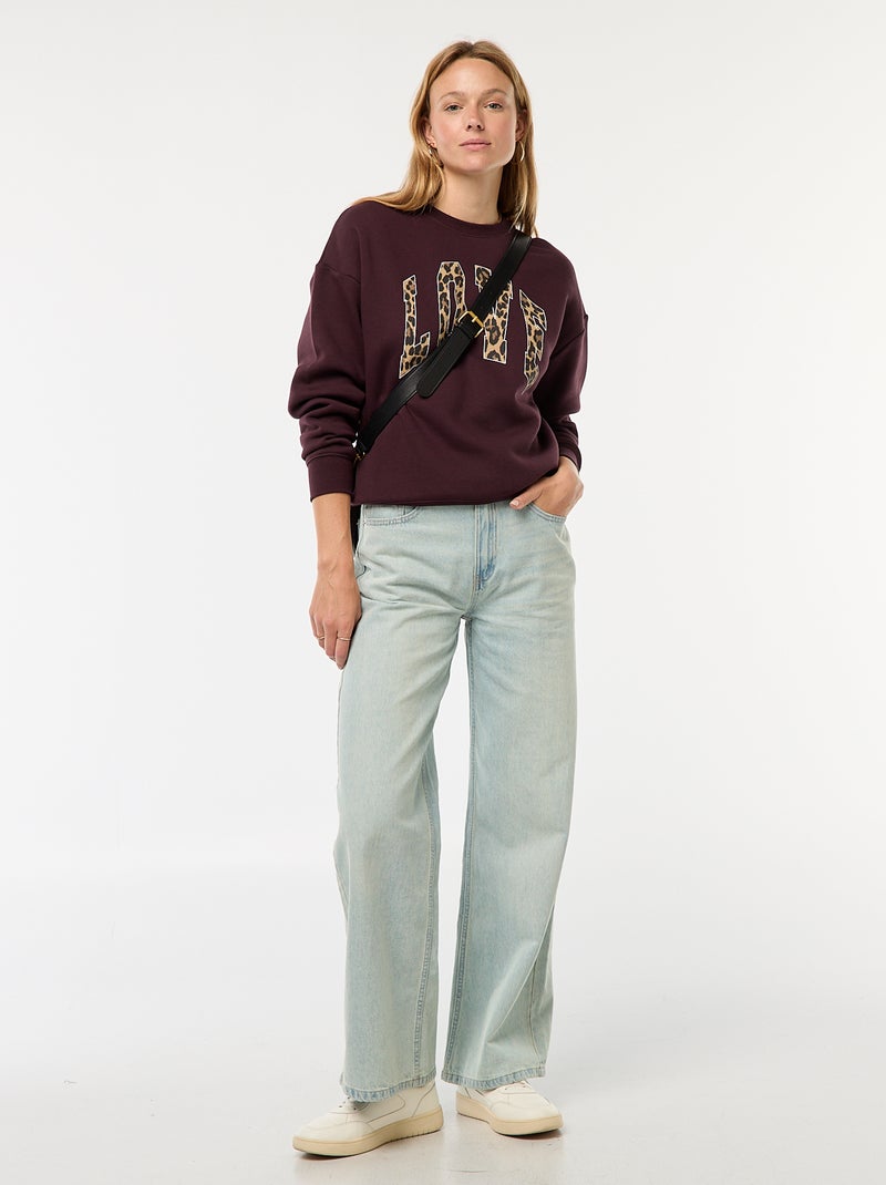 Sweat en molleton à message Bordeaux - Kiabi