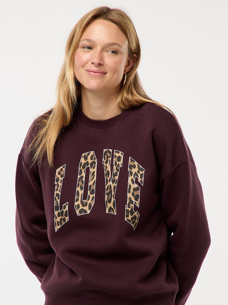 Sweat en molleton à message Bordeaux - Kiabi