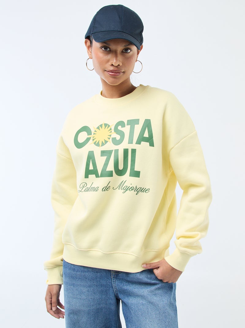 Sweat en molleton à message Jaune - Kiabi