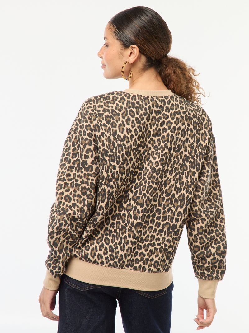 Sweat en molleton à message Léopard - Kiabi