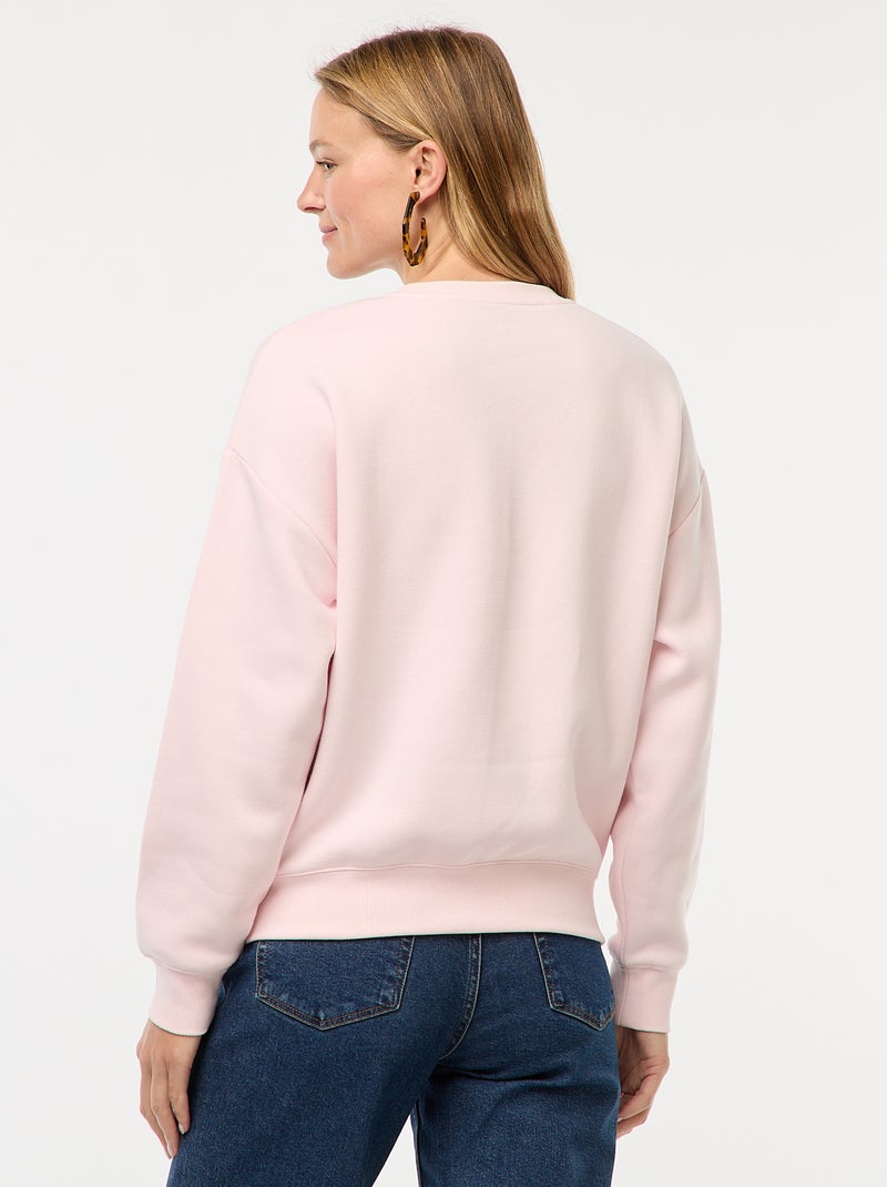 Sweat en molleton à message Rose - Kiabi