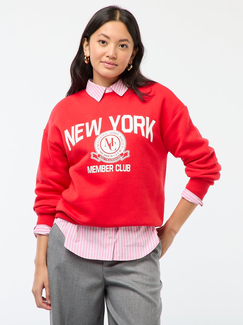 Sweat en molleton à message Rouge - Kiabi