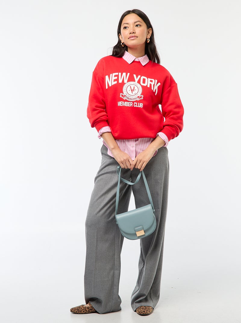 Sweat en molleton à message Rouge - Kiabi