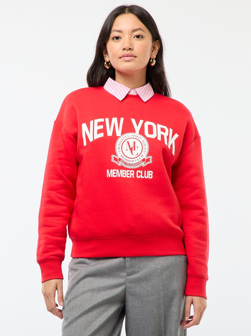 Sweat en molleton à message Rouge - Kiabi