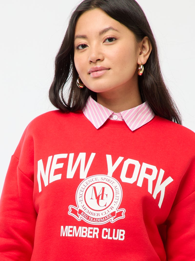 Sweat en molleton à message Rouge - Kiabi