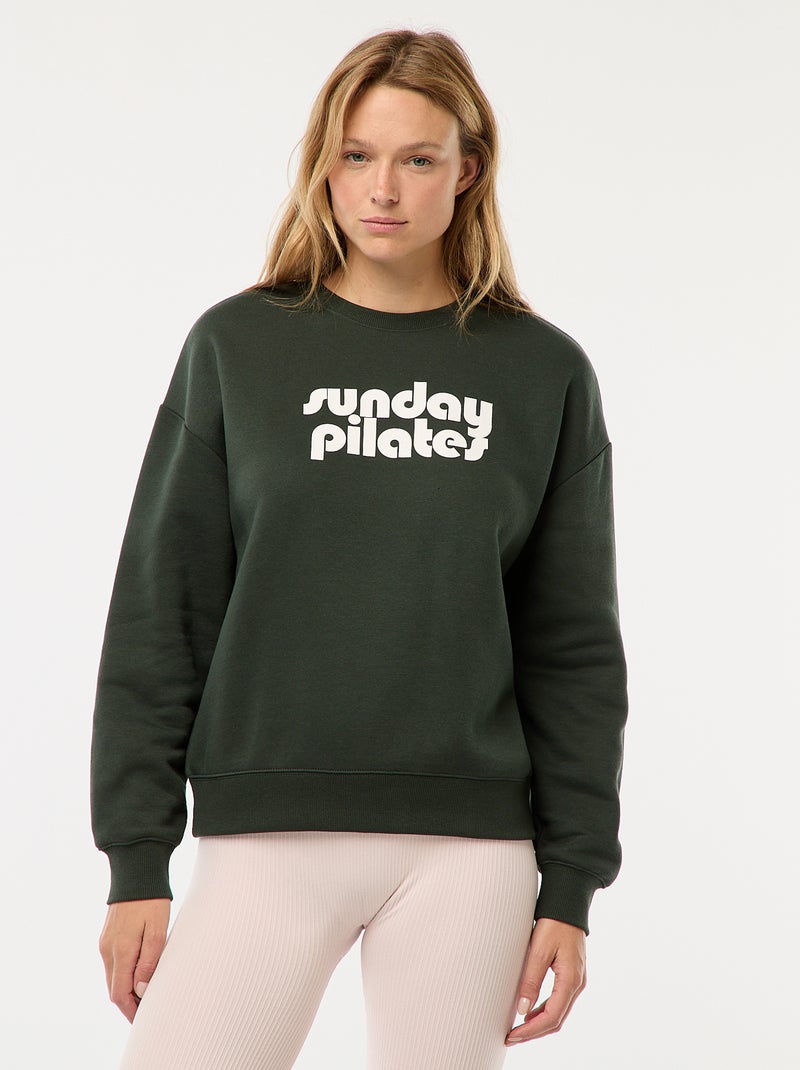 Sweat en molleton à message Vert - Kiabi