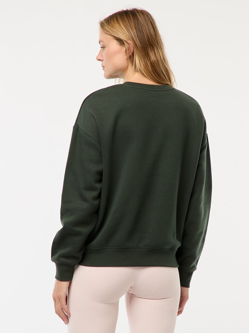 Sweat en molleton à message Vert - Kiabi