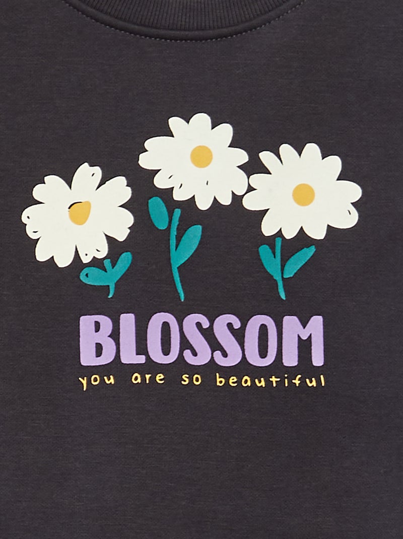 Sweat en molleton à motif Noir - Kiabi