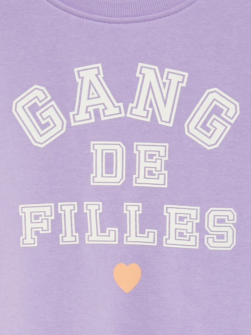 Sweat en molleton à motif Violet - Kiabi