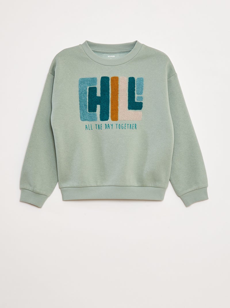 Sweat en molleton avec animation en maille bouclette Bleu - Kiabi