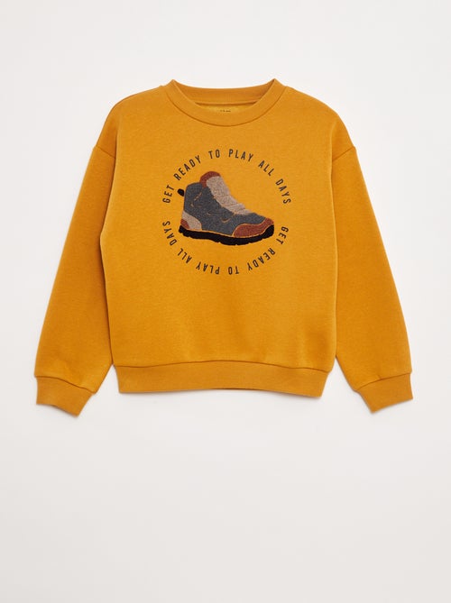 Sweat en molleton avec animation en maille bouclette - Kiabi