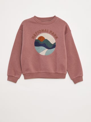 Sweat en molleton avec animation en maille bouclette