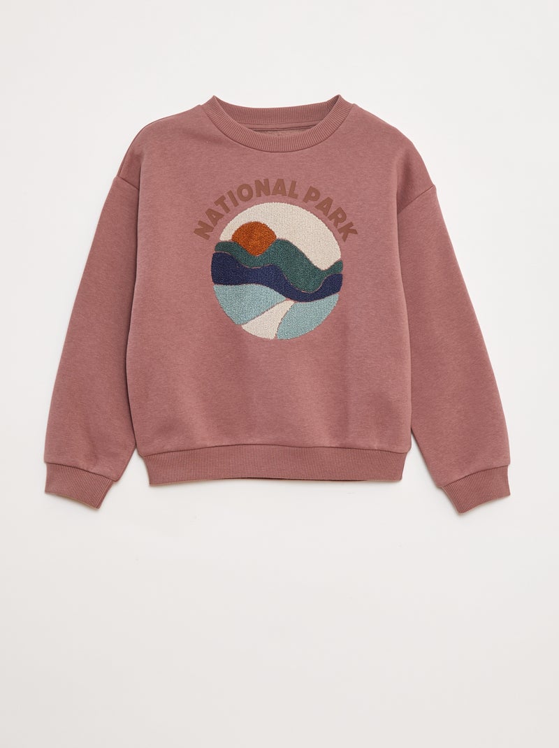 Sweat en molleton avec animation en maille bouclette Violet - Kiabi