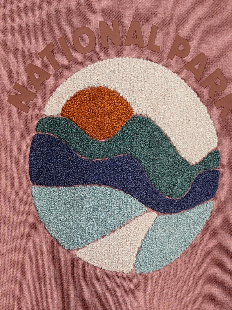 Sweat en molleton avec animation en maille bouclette Violet - Kiabi