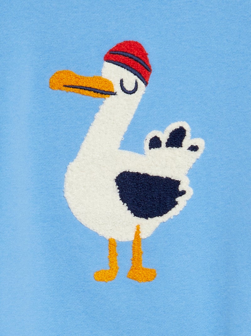 Sweat en molleton avec animation maille bouclette Bleu - Kiabi