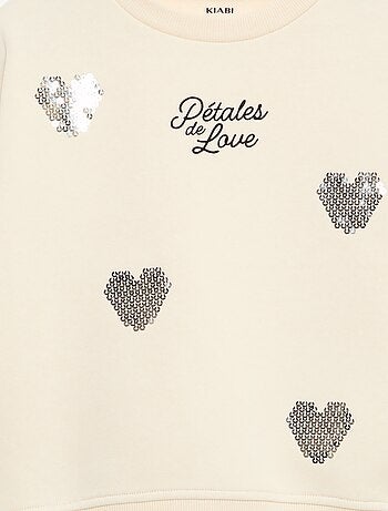 Sweat en molleton avec animation strass