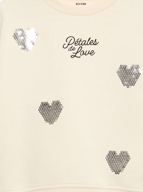 Sweat en molleton avec animation strass - Kiabi