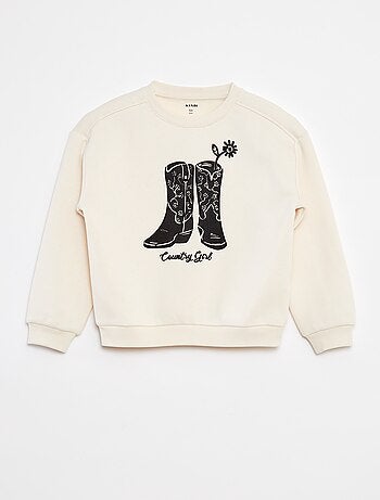 Sweat en molleton avec broderie et franges sur les manches