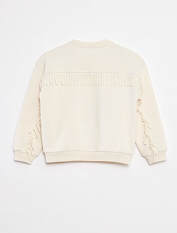 Sweat en molleton avec broderie et franges sur les manches