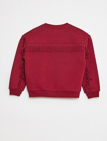 Sweat en molleton avec broderie et franges sur les manches