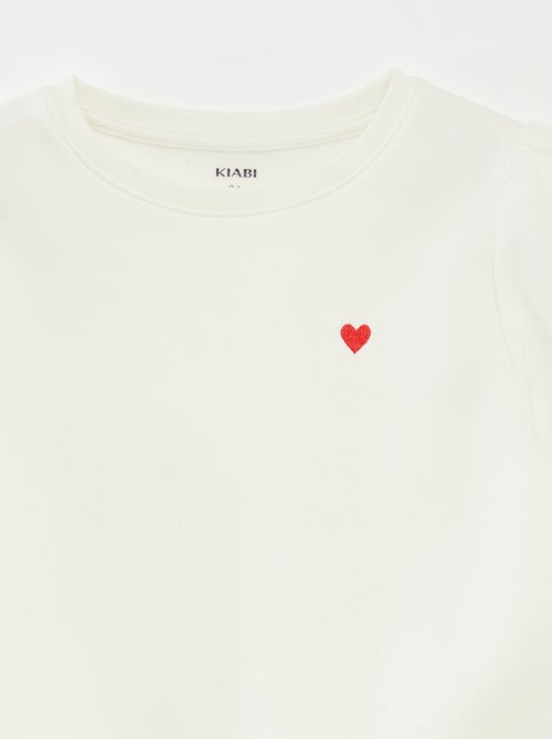 Sweat en molleton avec broderie et fronces aux épaules - Kiabi