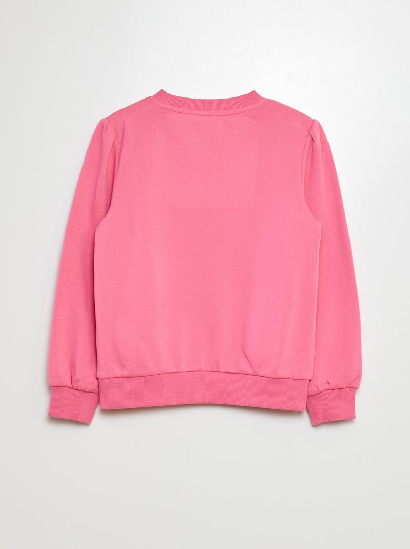 Sweat en molleton avec broderie et fronces aux épaules Rose - Kiabi
