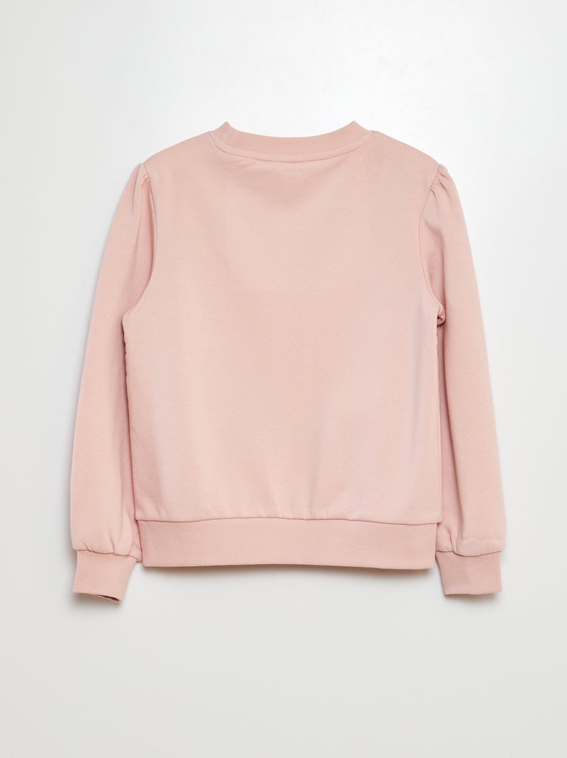 Sweat en molleton avec broderie et fronces aux épaules Rose - Kiabi