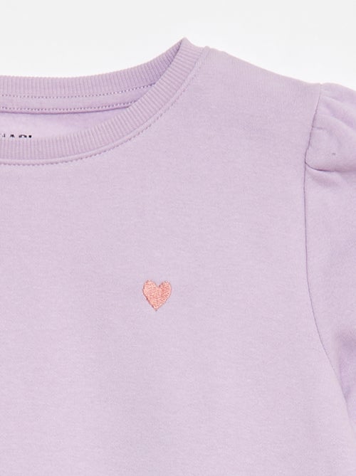 Sweat en molleton avec broderie et fronces aux épaules - Kiabi