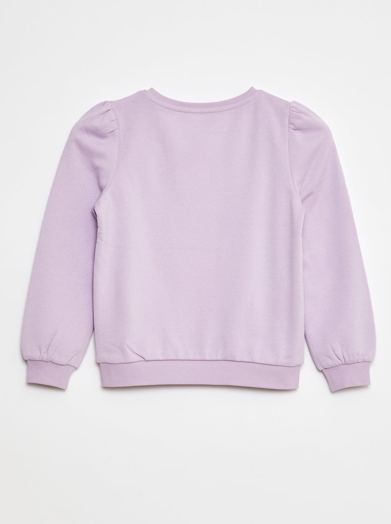 Sweat en molleton avec broderie et fronces aux épaules Violet - Kiabi