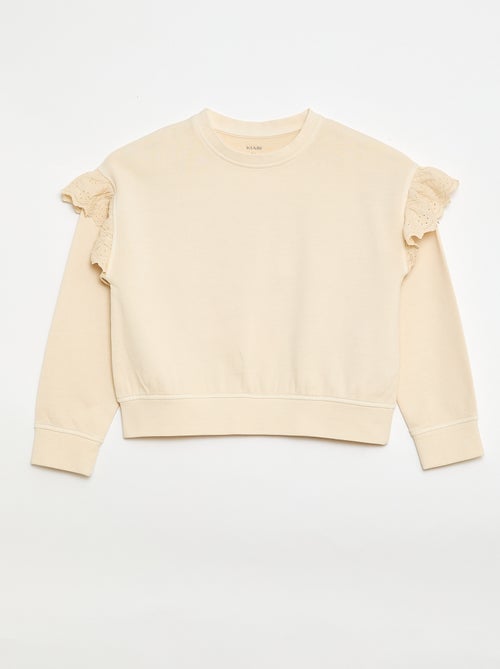 Sweat en molleton avec broderies anglaises - Kiabi