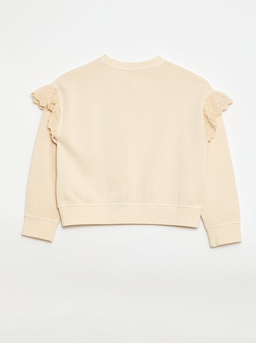 Sweat en molleton avec broderies anglaises - Kiabi