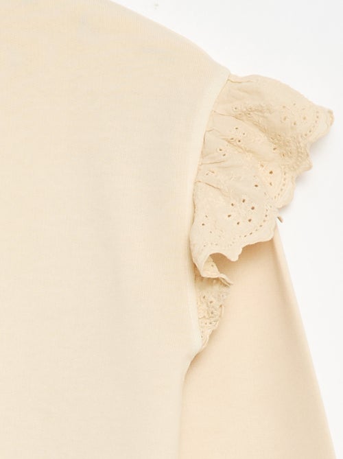 Sweat en molleton avec broderies anglaises - Kiabi
