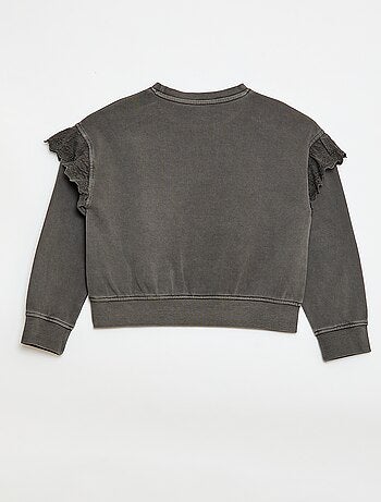 Sweat en molleton avec broderies anglaises