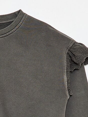 Sweat en molleton avec broderies anglaises