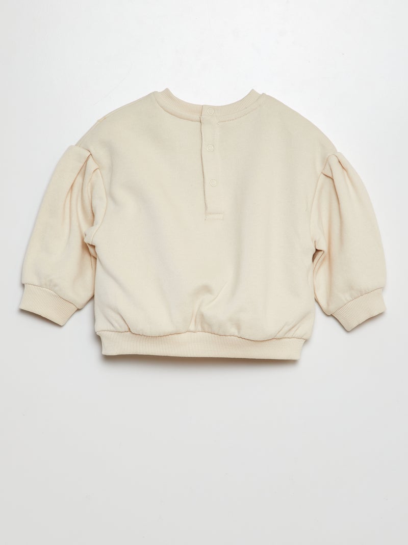 Sweat en molleton avec broderies fantaisies devant Blanc - Kiabi