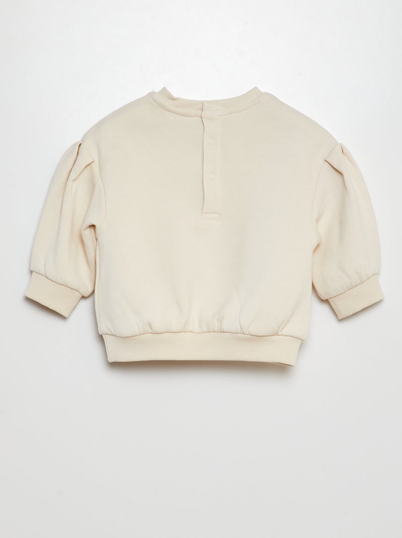 Sweat en molleton avec broderies fantaisies devant Blanc - Kiabi